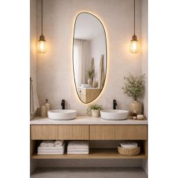 Baltica Design Stone Fluid L lustro 155x50 cm z oświetleniem LED rama czarna barwa ciepła