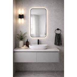 Baltica Design Stone Aura S lustro 90x60 cm z oświetleniem LED rama czarna barwa neutralna