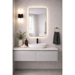 Baltica Design Stone Aura S lustro 90x60 cm z oświetleniem LED rama złota barwa neutralna