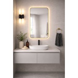 Baltica Design Stone Aura S lustro 90x60 cm z oświetleniem LED rama złota barwa ciepła