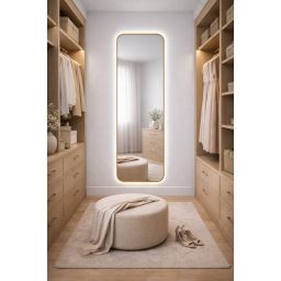 Baltica Design Stone Aura L lustro 155x50 cm z oświetleniem LED rama złota barwa neutralna