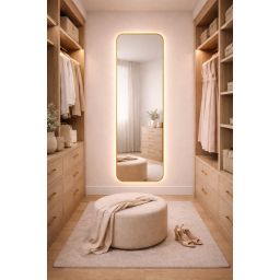 Baltica Design Stone Aura L lustro 155x50 cm z oświetleniem LED rama złota barwa ciepła