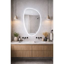 Baltica Design Stone Fluid S No Edges Bright lustro 92x55 cm z oświetleniem LED bez ramy barwa zimna