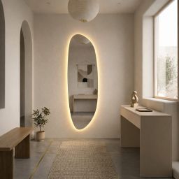 Baltica Design Stone Fluid L No Edges Bright lustro 150x55 cm z oświetleniem LED bez ramy barwa ciepła