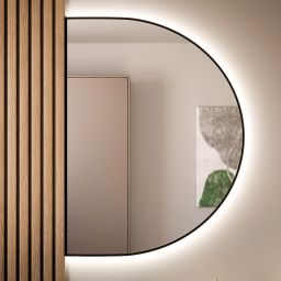 Baltica Design Tiny Border Semi Round Bright lustro 140x80 cm czarne barwa ciepła