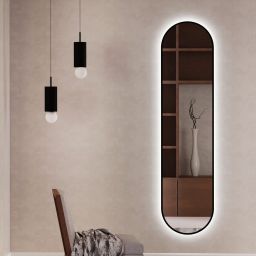 Baltica Design Tiny Border Pastille lustro 40x80 cm owalne rama czarna barwa światła ciepła z włącznikiem bezdotykowym