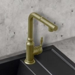 Berg Retro Gold bateria kuchenna stojąca z wyciąganą wylewką stare złoto 830157G