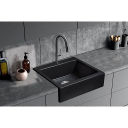 Berg Nova zlewozmywak ceramiczny 66x62 cm czarny bazalt BRN19C104