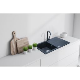 Berg Hobart zlewozmywak granitowy 78x50 cm wpuszczany onyx metalik BRQ1411