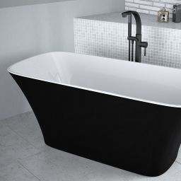 Besco Assos Black & White wanna wolnostojąca 160x70 cm czarny mat/biały połysk/grafit #WMMC-160-AGR