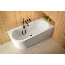 Besco Avita A-Line wanna wolnostojąca 150x75 cm przyścienna narożna prawa biały połysk/czarny mat #WAA-150APCS
