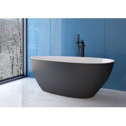 Besco Goya XS wanna wolnostojąca 140,5x62,5 cm czarny mat/biały połysk/chrom #WMMC-140G