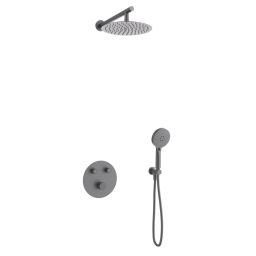 Corsan Lugo zestaw prysznicowy podtynkowy z deszczownicą grafitowy Z04MGM