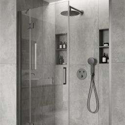 Corsan Lugo zestaw prysznicowy podtynkowy z deszczownicą grafitowy Z04MGM