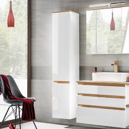 Comad Platinum szafka 176 cm boczna wysoka wisząca Biel Alpejska/Dąb Craft złoty PLATINUM800FSC