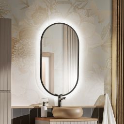 Comad Apollo lustro 50x90 cm owalne z oświetleniem czarny LUSTRO APOLLO BLACK