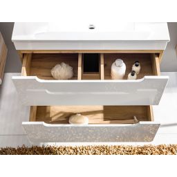 Comad Aruba White szafka 60 cm podumywalkowa wisząca biały połysk/dąb craft złoty ARUBAWHITE820-60CMFSC