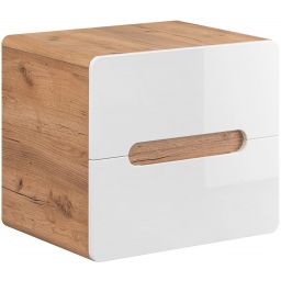 Comad Aruba White szafka 60 cm podumywalkowa wisząca z blatem biały połysk/dąb craft złoty ARUBAWHITE828-UN-60CMFSC