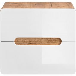 Comad Aruba White szafka 60 cm podumywalkowa wisząca z blatem biały połysk/dąb craft złoty ARUBAWHITE828-UN-60CMFSC