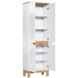 Comad Bali White szafka 187 cm boczna wysoka stojąca dąb/biały połysk BALIWHITE805FSC