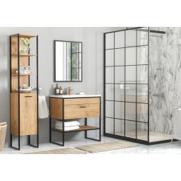 Comad Brooklin szafka 185 cm boczna wysoka stojąca Dąb Craft złoty/czarny mat BROOKLIN800FSC