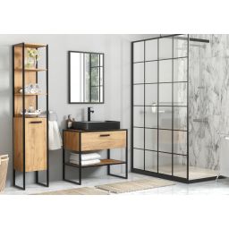 Comad Brooklin szafka 185 cm boczna wysoka stojąca Dąb Craft złoty/czarny mat BROOKLIN800FSC