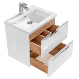 Comad Capri White szafka 60 cm podumywalkowa wisząca biały połysk/Dąb Craft Złoty CAPRIWHITE820BFSC