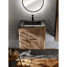 Comad Xilo szafka 60x46x57 cm podumywalkowa wisząca czarna-dąb XILO BLACK WOTAN 82-60-D-2S