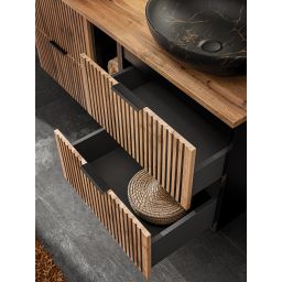 Comad Xilo szafka 80x46x57 cm podumywalkowa wisząca czarna-dąb XILO BLACK WOTAN 82-80-D-2S