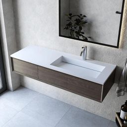 Cristalstone Linea Ideal umywalka 130x45 cm wypuszczana prostokątna biały U1300-MBPOLC/CR/BO