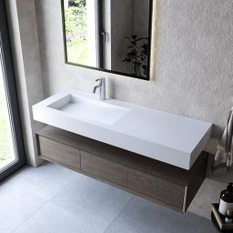 Cristalstone Linea Ideal umywalka 130x45 cm ścienna prostokątna biały U1300-MBLOLB