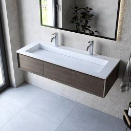 Cristalstone Linea Ideal umywalka 120x45 cm prostokątna wpuszczana biała U1200-MOLC/CR