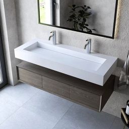 Cristalstone Linea Ideal umywalka 120x45 cm ścienna prostokątna biały U1200-MOLC