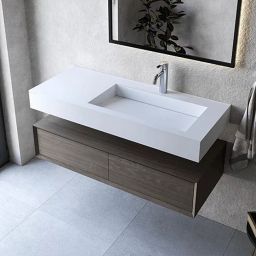 Cristalstone Linea Ideal umywalka 110x45 cm prostokątna ścienna-z blatem biała U1100-MBPOLC