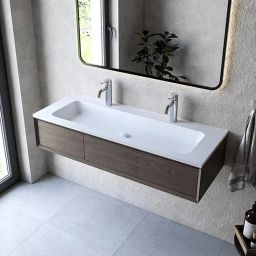 Cristalstone Linea Simpla umywalka 120x45 cm wpuszczana prostokątna biały U1200-MOT/CR