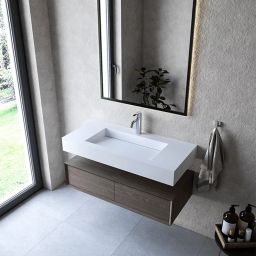 Cristalstone Linea Ideal umywalka 100x45 cm ścienna prostokątna biały U1000-MCOLC