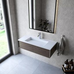 Cristalstone Linea Ideal umywalka 100x45 cm wpuszczana prostokątna biały U1000-MCOLC/CR