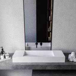 Cristalstone Linea Diago umywalka 100x30 cm prostokątna ścienna-nablatowa biała U1000-MCOLCW