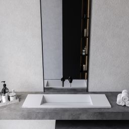 Cristalstone Linea Diago umywalka 100x30 cm prostokątna wpuszczana-z blatem biała U1000-MCOLCW/CR