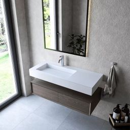 Cristalstone Linea Ideal umywalka 110x45 cm ścienna prostokątna biały U1100-MBLOLC