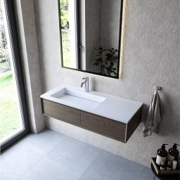 Cristalstone Linea Ideal umywalka 110x45 cm wpuszczana prostokątna biały U1100-MBLOLC/CR