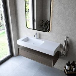 Cristalstone Linea Simpla umywalka 110x45 cm prostokątna ścienna-z blatem biała U1100-MBLOT