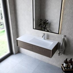 Cristalstone Linea Ideal umywalka 110x45 cm wpuszczana prostokątna biały U1100-MBPOLB/CR