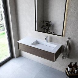 Cristalstone Linea Ideal umywalka 110x45 cm wpuszczana prostokątna biały U1100-MBPOLC/CR