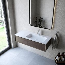 Cristalstone Linea Simpla umywalka 110x45 cm wpuszczana prostokątna biały U1100-MBPOT/CR