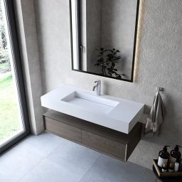 Cristalstone Linea Ideal umywalka 110x45 cm ścienna prostokątna biały U1100-MCOLC