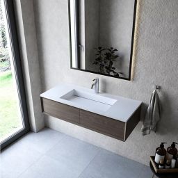 Cristalstone Linea Ideal umywalka 110x45 cm wpuszczana prostokątna biały U1100-MCOLC/CR