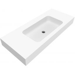 Cristalstone Linea Simpla umywalka 110x45 cm prostokątna ścienna-z blatem biała U1100-MCOT/BO