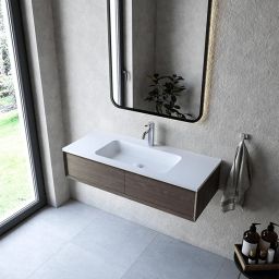 Cristalstone Linea Simpla umywalka 110x45 cm wpuszczana prostokątna biały U1100-MCOT/CR