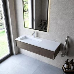 Cristalstone Linea Ideal umywalka 120x45 cm wpuszczana prostokątna biały U1200-MBLOLC/CR